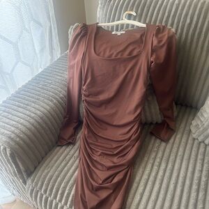 Brown scrunched dress